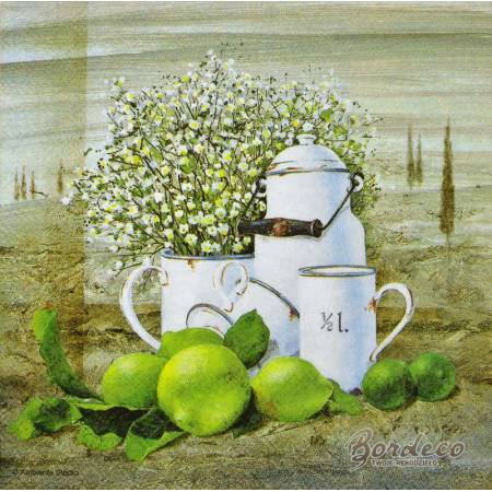 Serwetka do decoupage firmy AMBIENTE metalowe kanki i cytryny 33x33cm